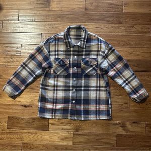 Heavy Cotton Oversized Plaid Flannel Jacket Shirt